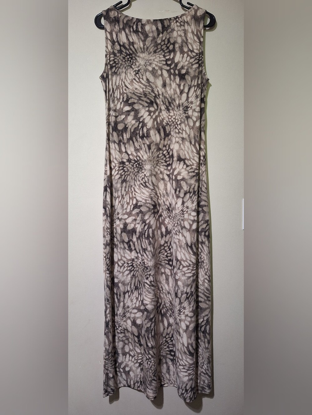 Tribal Brown Abstract Print Sleeveless Maxi Dress M Neutral Boho - Picture 7 of 7
